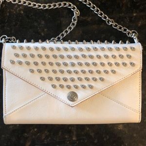 Rebecca Minkoff white studded crossbody wallet